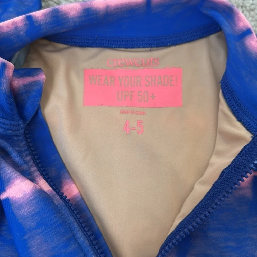 Crewcuts Blue and Pink Kids Swim Rashguard Size 4-5